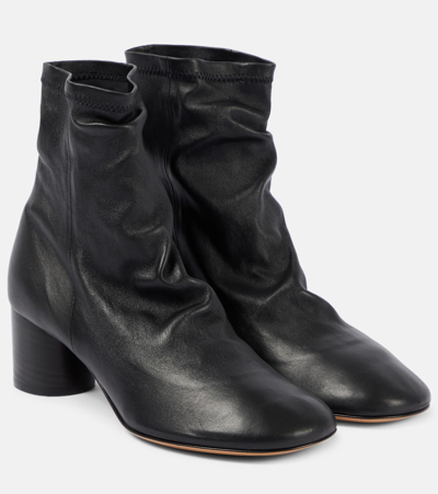 Isabel Marant Laeden Leather Ankle Boots In Black