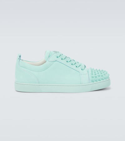 Christian Louboutin Louis Junior Spikes Leather Sneakers In Blue