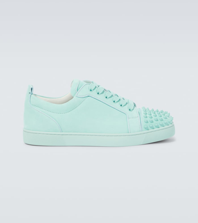 Christian Louboutin Louis Junior Spikes Leather Sneakers In Iceberg/iceberg Mat