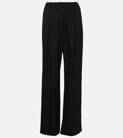 Fforme Faye High-rise Wool Wide-leg Trousers In Black