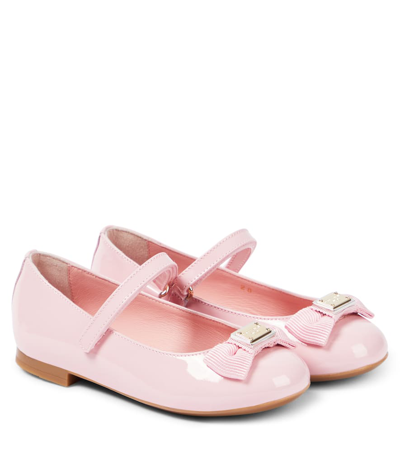 Dolce & Gabbana Kids' Patent Leather Ballet Flats In Rosa 1