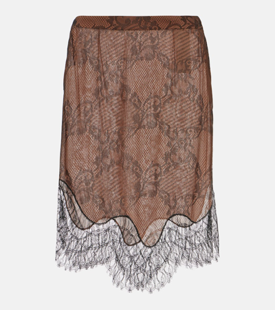 Tom Ford Ramage Tattoo Lace Miniskirt In Brown
