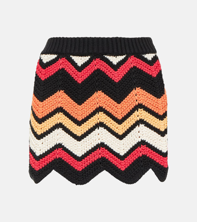 Alanui Kaleidoscopic Chevron-knit Miniskirt In Black