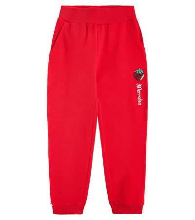 Monnalisa Kids' Logo Cotton-blend Jersey Sweatpants In Red
