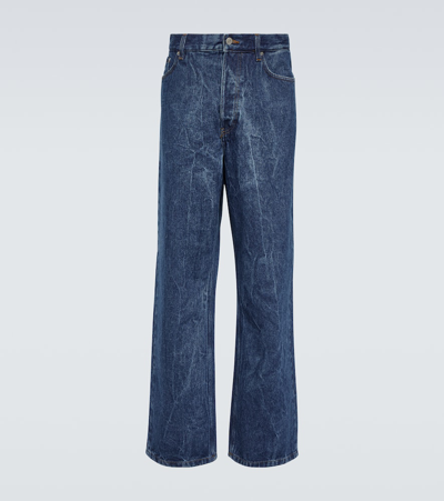 Dries Van Noten Marble-wash Wide-leg Jeans In Blue