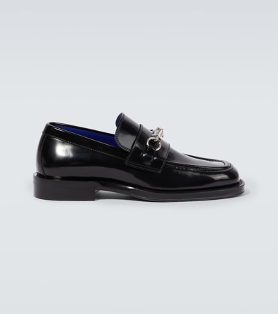 Burberry Embellished Leather Loafers In Black