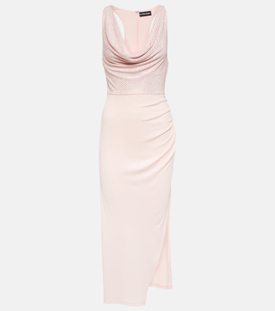 David Koma Crystal-embellished Midi Dress In Pink