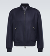 Brioni Wool And Silk Bomber Jacket In Navy/sapphire