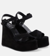 CHRISTIAN LOUBOUTIN SUPRAMARIZA 130 VELVET WEDGE SANDALS