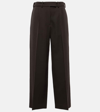The Row Wool Wide-leg Trousers Front Pleats In Brown