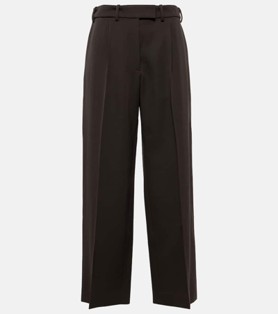 The Row Roan High-rise Virgin Wool Wide-leg Pants In Brown