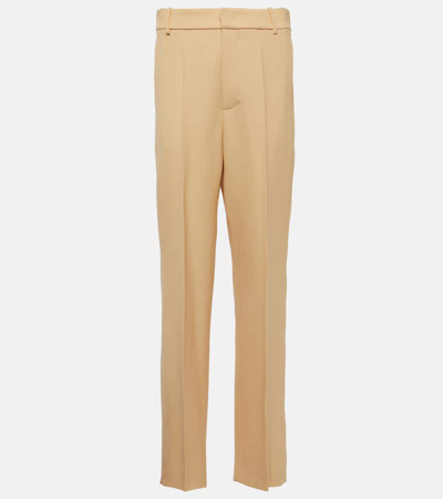 Tod's Virgin Wool Tapered Trousers In Brown