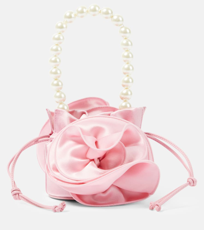 Magda Butrym Magda Small Faux Pearl-embellished Appliquéd Satin Tote In Pink