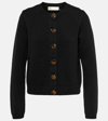 Tory Burch Buttoned Fine-knit Cardigan In Black