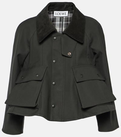 Loewe Trapeze Waxed Cotton Jacket In Black Grey White