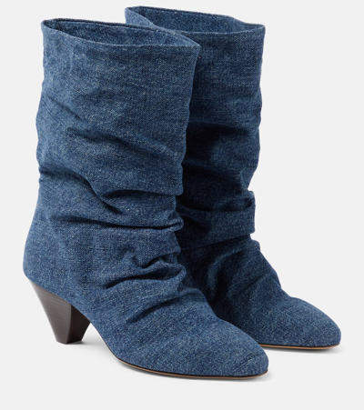 Isabel Marant Reachi Denim Ankle Boots In Blue