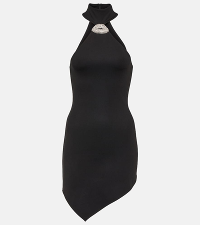 David Koma Crystal-embellished Halterneck Minidress In Black