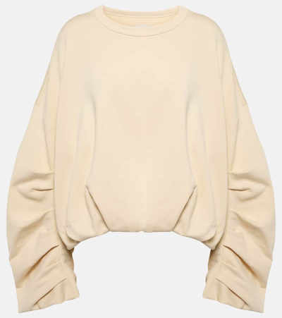 Dries Van Noten Oversized Gathered Cotton-jersey Sweatshirt In Cream