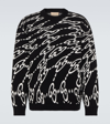 Gucci Wavy Gg Cotton Sweater In Black