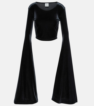 Vetements Velvet Crop Top In Black