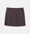 Miu Miu Checked Pleated Virgin Wool Miniskirt In Multicoloured
