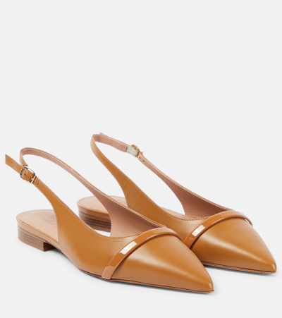 Malone Souliers Jama Leather Slingback Ballet Flats In Brown