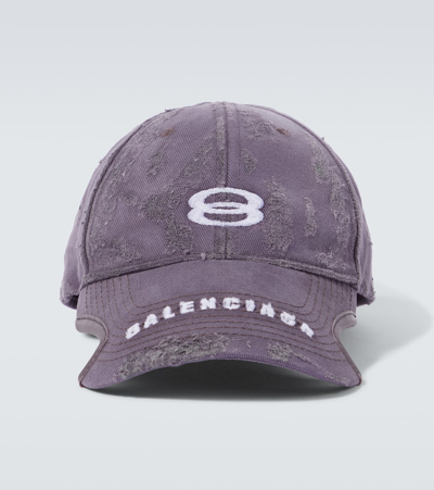 Balenciaga Unity Sports Icon Cotton Drill Baseball Cap In Purple