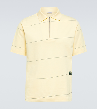 Burberry Ekd Striped Cotton Piqué Polo Shirt In Yellow