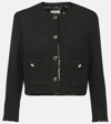 Miu Miu Cropped Wool-blend Tweed Jacket In Black