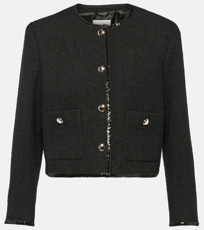Miu Miu Cropped Wool-blend Tweed Jacket In Black
