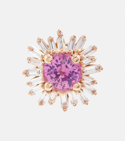 Suzanne Kalan 18kt Rose Gold Earrings With Sapphires And Diamonds In Pink
