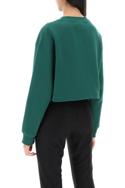 Lanvin Cropped Sweatshirt With Embroidered Logo Patch In Green