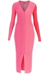 Staud Shoko Colorblock Body-con Sweaterdress In Fuchsia, Pink