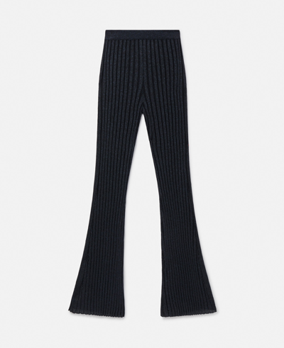 Stella Mccartney Lurex Rib Knit Trousers In Ink