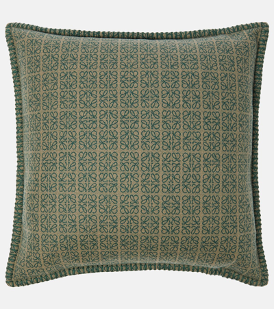 Loewe Anagram Jacquard Wool Cushion In Blue