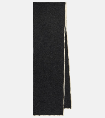 Totême Embroidered Wool And Cashmere Scarf In Black