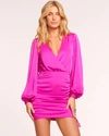 Ramy Brook Women's Foxy V Neck Ruched Mini Dress In Electric Pink