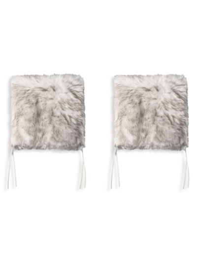 Luxe Faux Fur 2-piece Laredo Faux Fur Seat Cushions In Gradient Grey