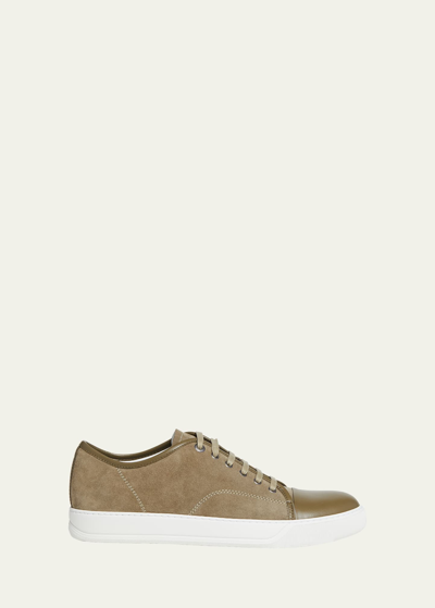 Lanvin Men's Matte Cap-toe Low-top Sneakers In Solitary