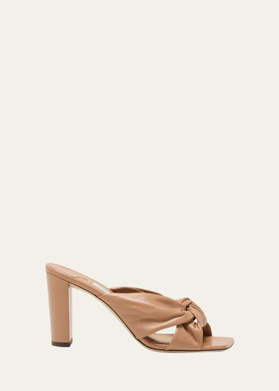 JIMMY CHOO AVENUE CRISSCROSS SLIDE SANDALS