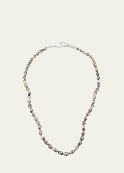 Lois Sasson Design Men's Tahitian Black Keshi Pearl Necklace In Metallic