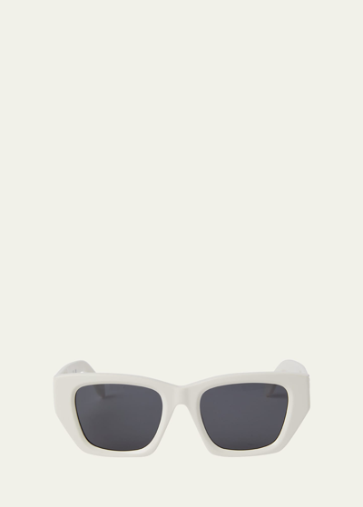 Palm Angels Hinkley White Acetate Cat-eye Sunglasses