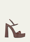 Giuseppe Zanotti Patent Ankle-strap Platform Sandals In Cioccolato