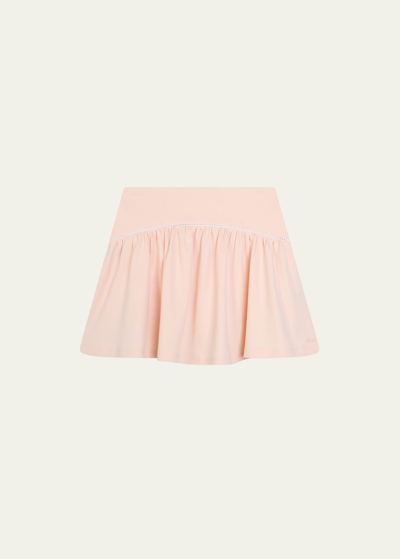 Chloé Kids' 梯形缝线棉半身裙 In 45f-pale Pink