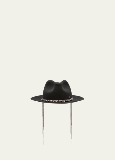 Maison Michel Rico Braid Tweed Hat In Grey Black