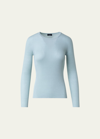 Akris Silk Cotton Seamless Rib Fitted Sweater In Bleached Denim