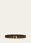 Saint Laurent Ysl Python Leather Belt In 6380 Sienna Brown