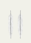 CADAR 18K WHITE GOLD LARGE FEATHER DROP EARRINGS