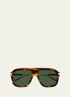 Gucci Men's Gg Acetate Aviator Sunglasses In 007 Havana