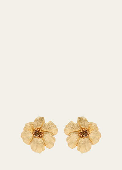 Oscar De La Renta Poppy 纽扣形耳环 In Gold